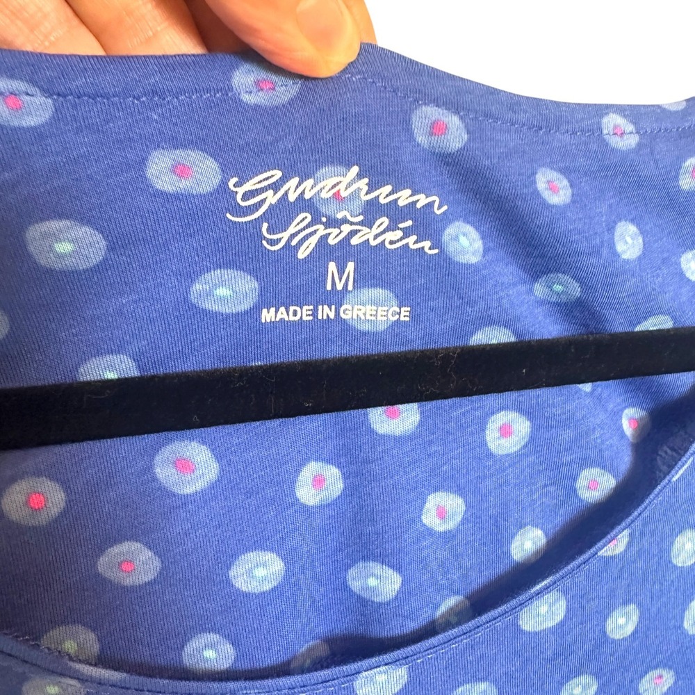 Gudrun Sjoden Dress Midi M Slub Organic Cotton A-Line Pockets Dot Blue Lagenlook - Picture 10 of 15